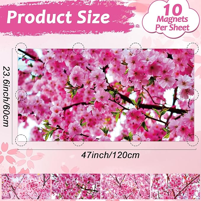 Wiooffen 4 PCS Fluorescent Light Covers for Classroom Ceiling Light 4x2ft Magnetic Lights Covers Filter Easy Install for School Office Hospitals Ceiling Supplies (Cherry Blossom)
