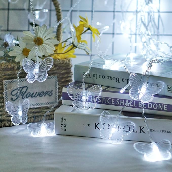 Butterfly Curtain Fairy String Lights, 120LED 8 Modes USB Powered Timer Firefly Twinkle Light with Romote, 14.7FT Copper Wire Hanging Decoration for Room, Wedding, Bedroom, Party, Christmas Decor