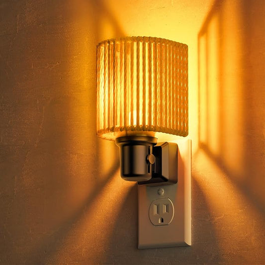 L LOHAS LED Night Lights Plug into Wall, Dimmable Night Light with Light Sensor, Amber Boho Nightlight Plug in Wall, Decorative Bohemian Nightlights Yellow Light for Bedroom Living Room Hallway, 1Pack