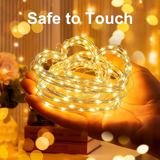 1 Pack USB Plug in Fairy String Lights,16ft 50 LED Copper with Remote and Timer, 8 Modes Waterproof Twinkle String Lights for Bedroom Indoor Party Wedding Christmas Decoration