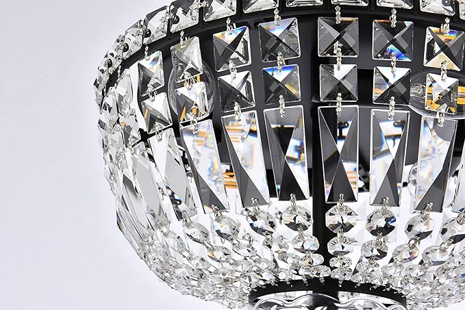 Elegant Lighting 2528F14G/RC Royal Cut Clear Crystal Tranquil 4-Light, Single-Tier Flush Mount Crystal Chandelier, Gold Finish