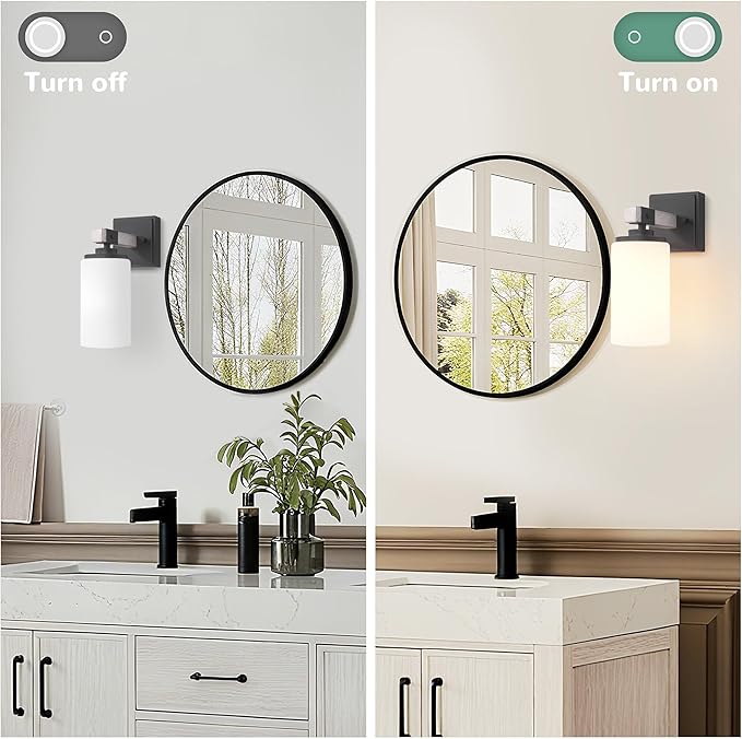 Wall Sconces Set of Two, Farmhouse Rustic Vanity Light for Bathroom, Wall Light Fixtures with White Shade for Mirror, Bedroom, Living Room, White Handcrafted Wood-Grain, Hardwired(Bulbs Not Included)