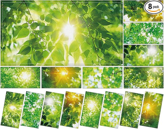 8 Pcs Fluorescent Light Covers with 80 Magnets Decorative for Classroom Ceiling Light 4 x 2 Ft Magnetic Light Covers Filter Easy Install for Office Hospitals & Home Drop Ceiling Supplies (Green Leaf)