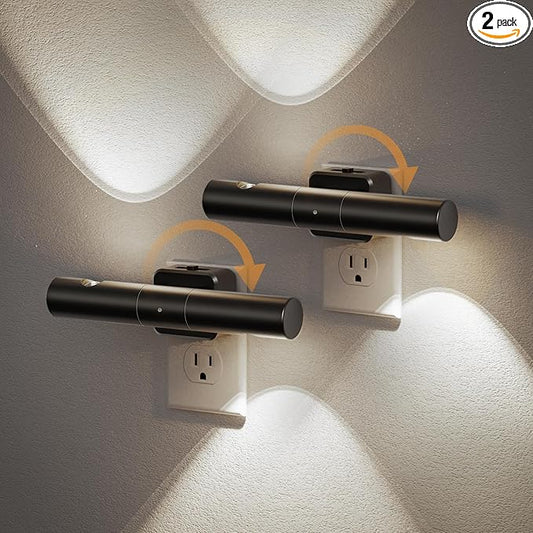 JandCase Dusk-to-Dawn Sensor Night Light, 5000K Daylight White Night Lights Plug into Wall, Adjustable Brightness 0-100LM, Dimmable LED Night Lights for Bathroom/Hallway/Bedroom/Stairway, 2 Pack