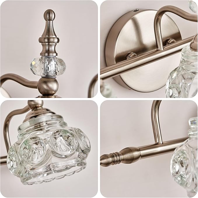 Brushed Nickel Bathroom Vanity Light Fixtures Modern 3-Light Vanity Lights Bathroom Lighting Fixtures Vintage Wall Sconces Light Living Room Vanity Lighting Fixtures Over Mirror