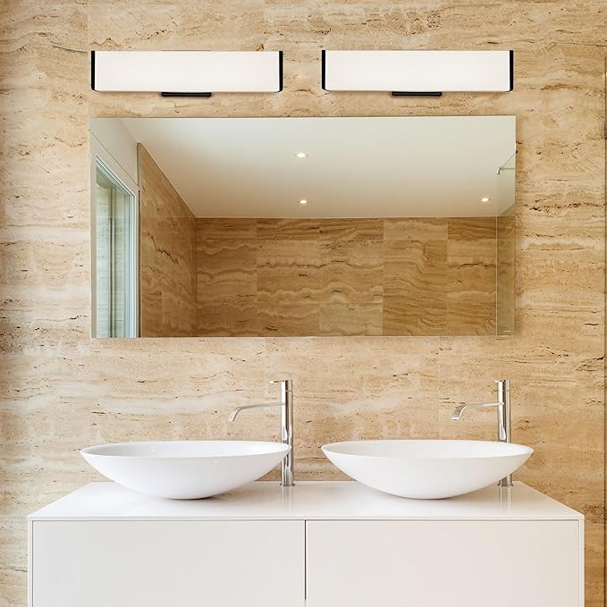 Fusion - Latitude 19" LED Linear Wall/Bath Light - Artisan Glass Shade in Opal - Matte Black Finish