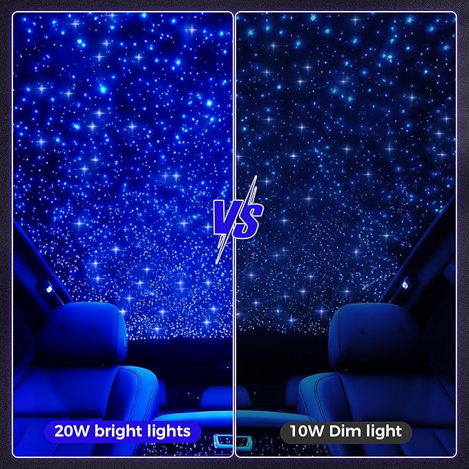 Starlight Headliner Kit 20W, 1000pcs 0.03in 16.4ft Extra Long Fiber Optic Star Lights, Twinkle Effect Dual-Color (Pink & Purple) APP/Remote, RGBW Music Sync Galaxy Star Ceiling Light for Car & Home
