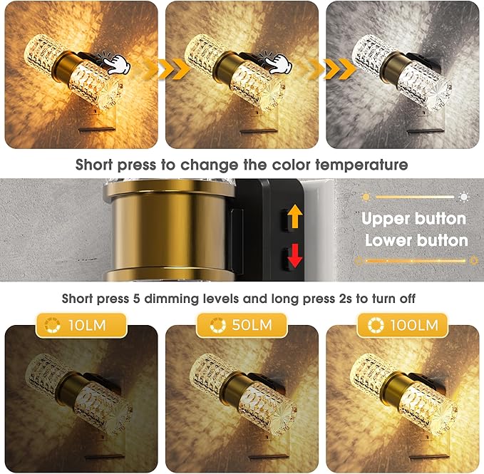 L LOHAS LED Night Light,Modern Night Lights Plug into Wall,2 Pack Amber-3000K-5000K Adjustable Color Temperature Night-Light,Dimmable Nightlights with Dusk to Dawn Sensor for Rooms Bathroom Hallway