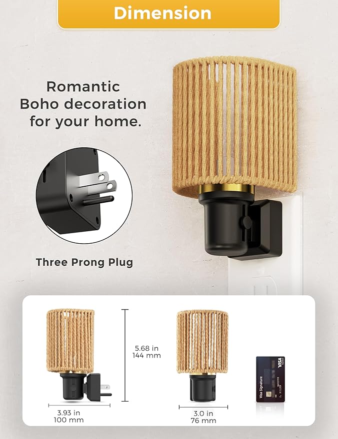 L LOHAS LED Night Lights Plug into Wall, Dimmable Night Light with Light Sensor, Amber Boho Nightlight Plug in Wall, Decorative Bohemian Nightlights Yellow Light for Bedroom Living Room Hallway, 2Pack