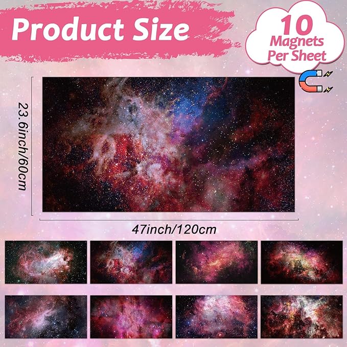 Wiooffen 8 Pcs Fluorescent Light Covers with 80 Magnets Decorative for Classroom Ceiling Light 4x2 Feet Magnetic Filter Easy Install for Office Hospitals & Home Drop Ceiling Supplies(Starry Night)