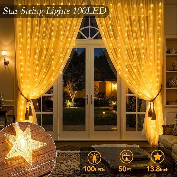 Star Lights String Lights USB 50FT 100 LED Fairy Lights with Remote IP44 Waterproof 11 Modes 2-in-1 Warm White & Multicolor Changing Indoor Outdoor Starry Lights for Bedroom Garden Party Decor