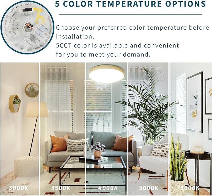 LED Ceiling Light Flush Mount Gold, 24W Kitchen Light Fixture Ceiling Mount Dimmable, 12 inch Close to Ceiling Light Fixture 5CCT for Bedroom, Bathroom, Living Room