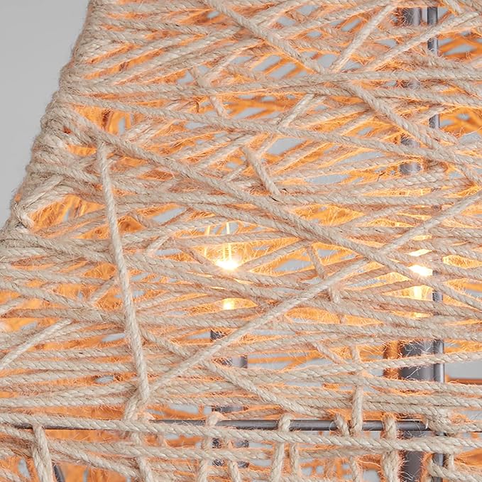 Capital Lighting 335241NY Finley Hand-Woven Natural Jute Pendant, 4-Light 240 Total Watts, 27" H x 19" W, Natural Jute/Grey