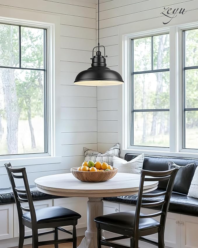 zeyu Modern Hanging Light Fixture, Kitchen Island Pendant Lights, 1-Light Adjustable Hanging Light, Matte Black Finish, 016-1M BK