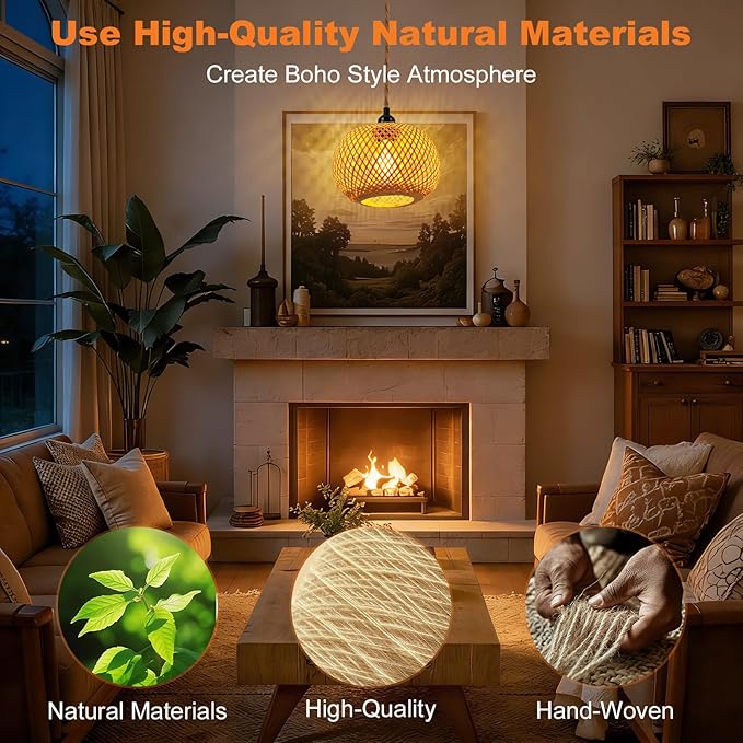 Pendant Light Hanging Lights 15ft Plug in Pendant Light - Hanging Light with On Off Switch Plug in Cord Pendant Light Fixture E26 E27 Light SocketCord for Bedroom Living Room ( 6-Single Layer Shade)