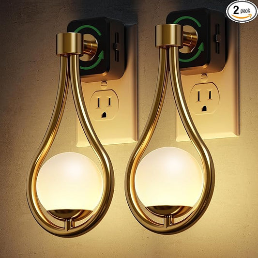 L LOHAS LED Night Lights Plug Into Wall: Dusk to Dawn Sensor, Soft White 3000K Nightlight, 0-100LM Adjustable Brightness, 330°Rotating Plug in Night Light for Bathroom, Hallway, Bedroom, Stairway