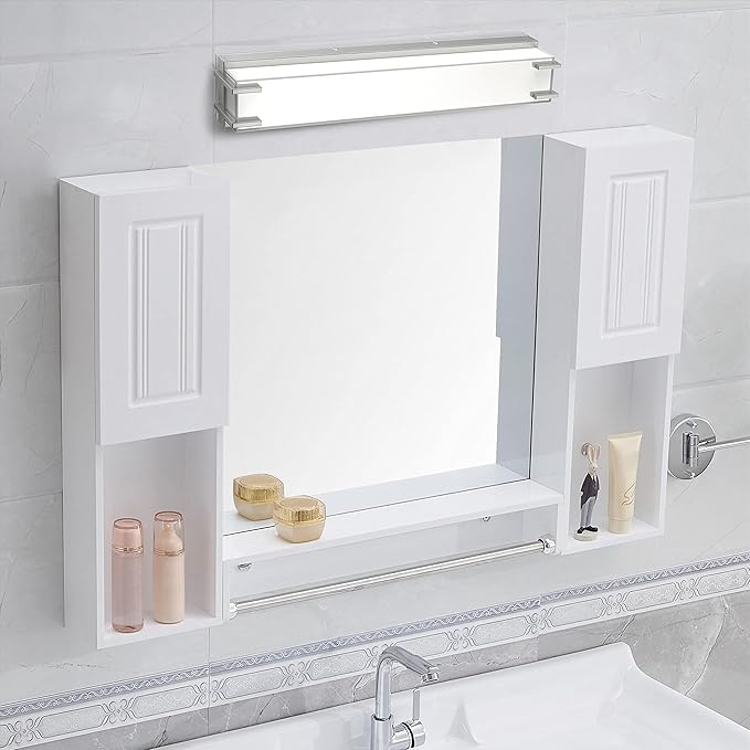 Bathroom Light Fixture Over Mirror 24.4" Vanity Light with Milky White Lampshade 4000K Daylight Brushed Nickel Bath Bar (Brushed Nickel)