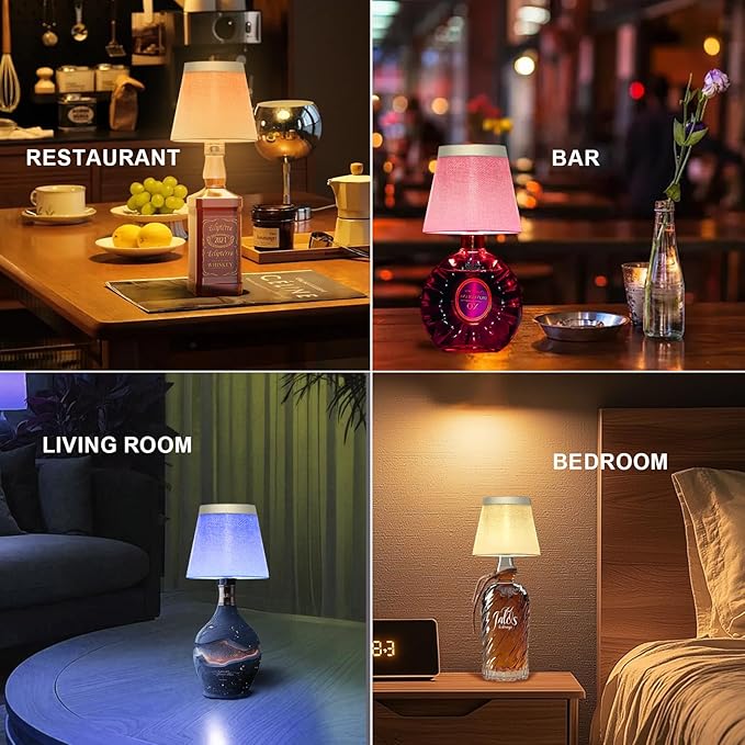 Wireless Bottle Lamp,Small Bedside Table Lamp,RGB LED Bottle Light with Remote Dimmable(RGB Gold Gray, 1pc)