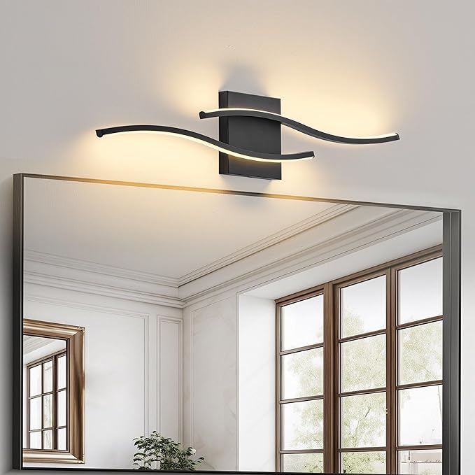 KARTOOSH Hardwired Bathroom Vanity Lights Fixtures Over Mirror Black Light Fixture Wall Lights 3CCT Dimmable LED Bathroom Light Fixtures 23.6 Inch Modern Wall Sconce Picture Lights for Wall (1 Pack)