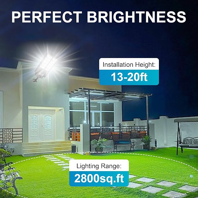 Solar Street Lights Outdoor Waterproof - LED Solar Flood Lights Outdoor Dusk to Dawn with Mention Sensor, Outdoor Solar Powered Floodlight for Parking Lot/Garden/Yard/Pathway Lighting