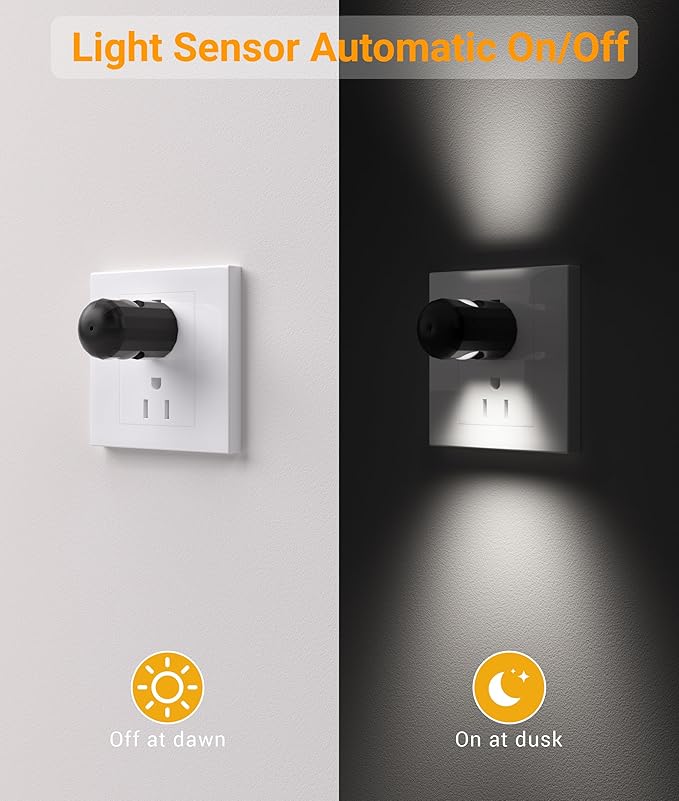 TSEXES 6 Pack LED Night Lights with Dusk to Dawn Sensor,5000K Daylight,Plug in Wall Night Lights for Kids, Kitchen, Hallway, Bathroom, Bedroom,Non-Dimmable