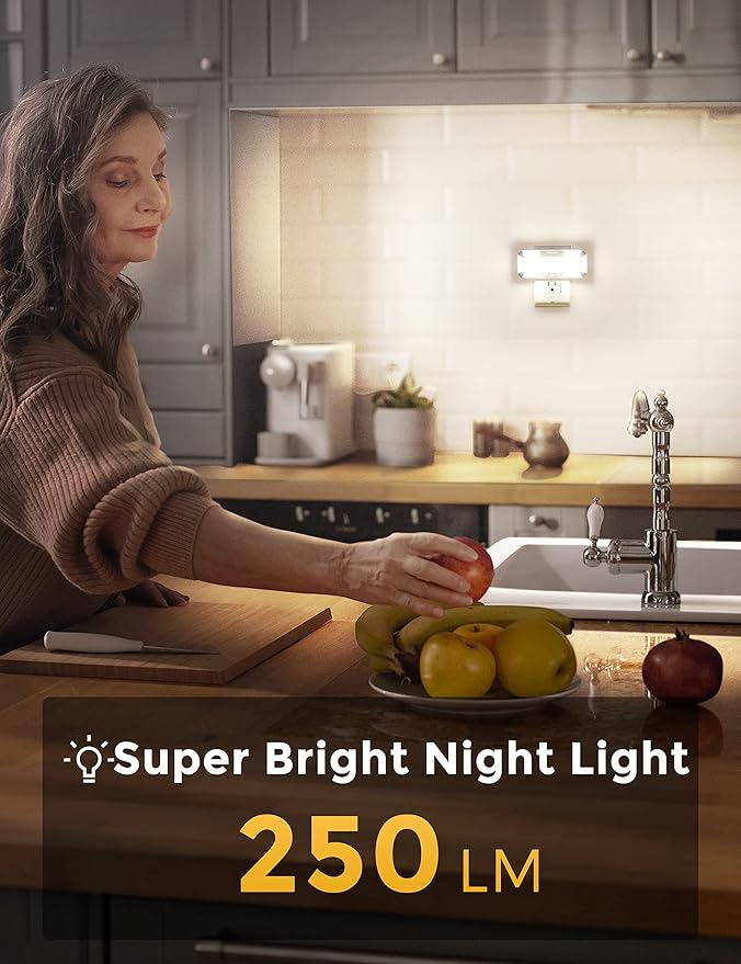 L LOHAS LED Bright Night Lights Plug into Wall, 0-250LM LED Night Light, Dusk to Dawn Sensor, 2W Dimmable Night Light, Daylight 5000K for Bathroom, Adults, Hallway, Bedroom, Stairway