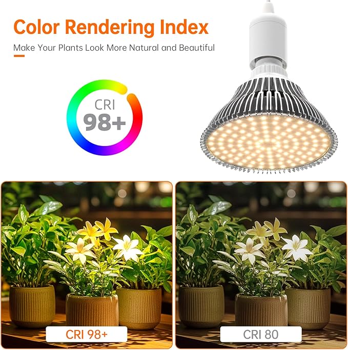 Bstrip Hanging Grow Light for Indoor Plant, 25W Full Spectrum Hanging Plant Light, 3000K LED Grow Light Bulbs with 16.4FT Power Cord, 1 Pack