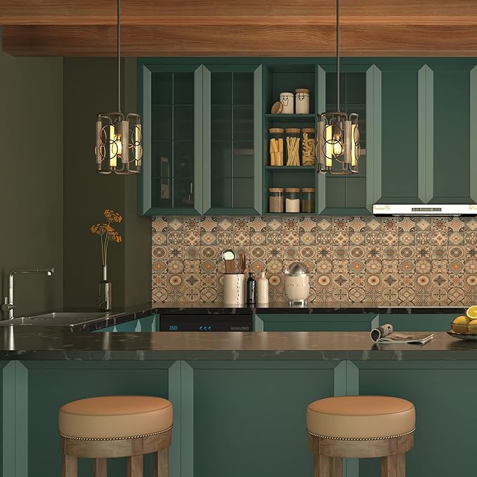 Inlight 8" Modern Farmhouse 1-Light Pendant for Kitchen Island, Open Cage Design, Rustic Distressed Wood and Brushed Silver Gray Finish, IN-0336-1-WD
