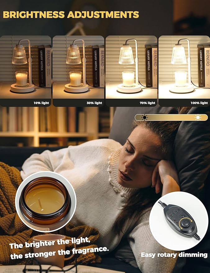 GODONLIF Candle Warmer Lamp with Timer Dimmable, Birthday Gifts for Women Mom, House Warming Gifts New Home Decor, Wax Melt Warmer for Jar Candles with 2 Bulbs