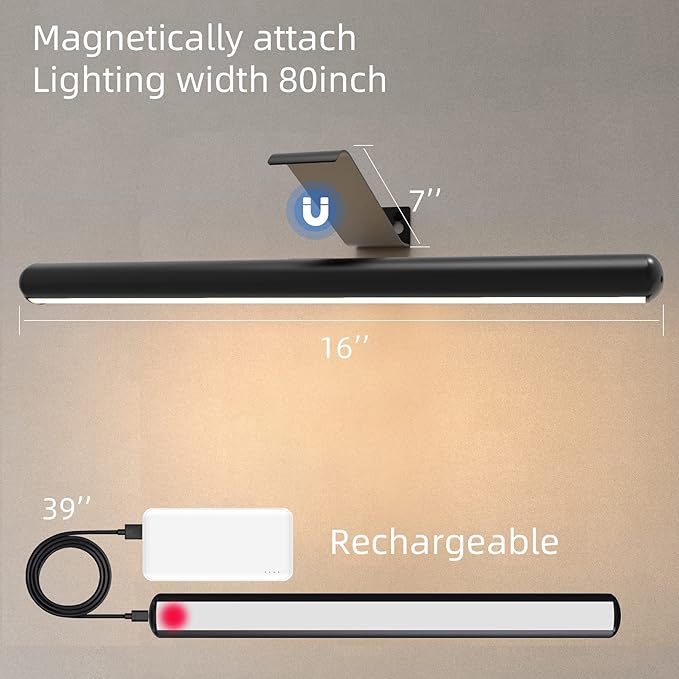 TINTINDOC 16inch Picture Light for Wall with Remote,Rechargeable Battery Dimmable Painting Lighting for Art Full Metal Magnetic, Timer Led Accent Lights for Gallery Dartboard Portrait on Home Wall
