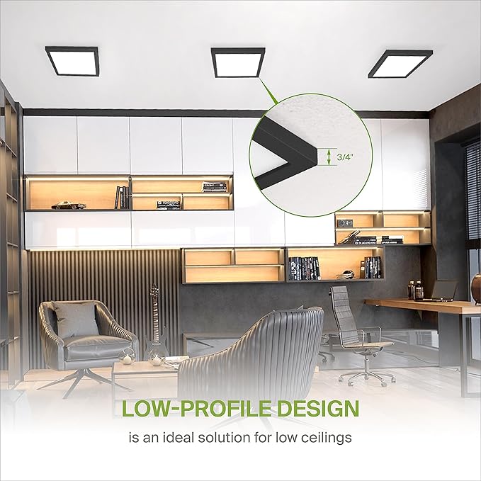 ASD LED 9" Square Flush Mount Light | 18W 1270LM 3000-5000K 120V | 3CCT, Dimmable, Ultra Slim, ETL Listed | Thin Surface Lamp, Bedroom Ceiling Lighting | Black