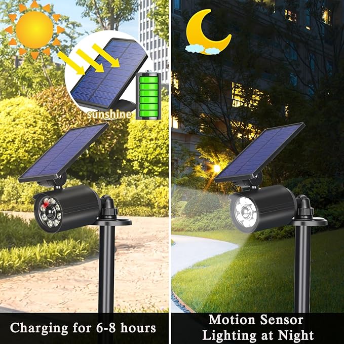 Solar Motion Lights Outdoor Waterproof 3600mAh Solar Security Light for Outside Garden Driveway Path Deck Landscape Yard(2pack)