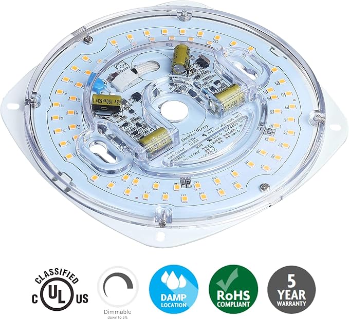 5.5" LED Light Engine Retrofit Kit - 6.73" Overall Size, 23W, 5000K, 1700LM, 120V, CRI90, Dimmable, UL/ES/JA8 Certified - Ideal for Ceiling Flush Lights, Ceiling Fans, Pendants & Garden Light