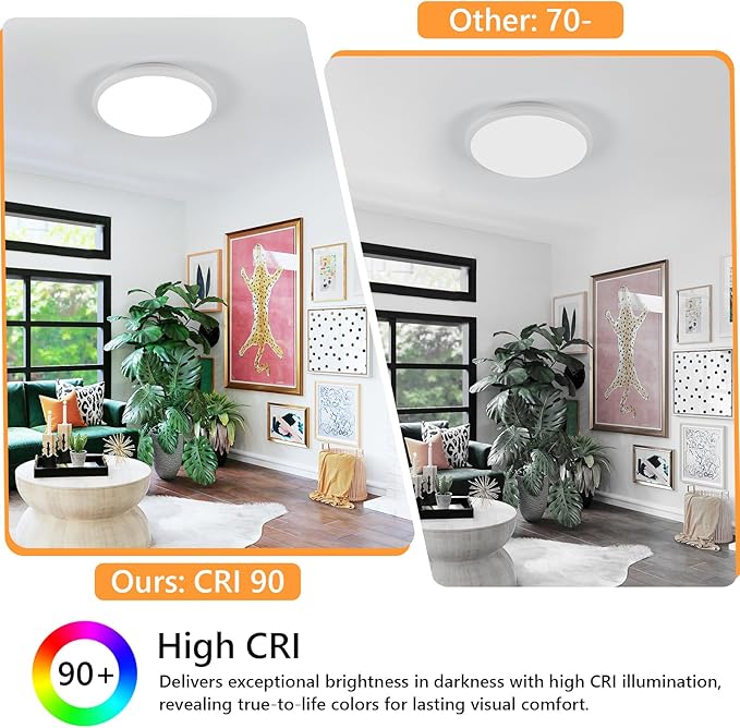 DELIPOP 2 Pack 12 Inch LED Flush Mount Ceiling Light, 24W Surface Flat LED Ceiling Light for Indoor/Outdoor, IP54 Waterproof Round Ceiling Light Fixture for Bathroom, Bedroom, Kitchen, Hallway
