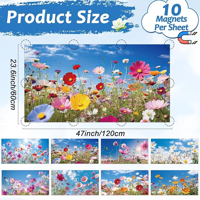 8 Pcs Fluorescent Light Covers with 80 Magnets Decorative for Classroom Ceiling Lights 4 x 2 Feet Magnetic Light Cover Filter Easy Install for Office Hospitals Drop Home Ceiling Supplies (Flower)
