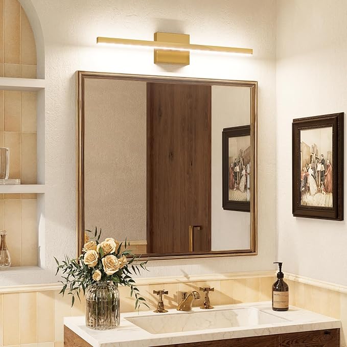 VOLISUN Modern Bathroom Vanity Light 24 inch, 14W Dimmable 5CCT Led Bathroom Light Fixture Over Mirror, Brass Bar Vanity Light for Bathrooms Mirror Cabinets Bedroom-ETL Certificated