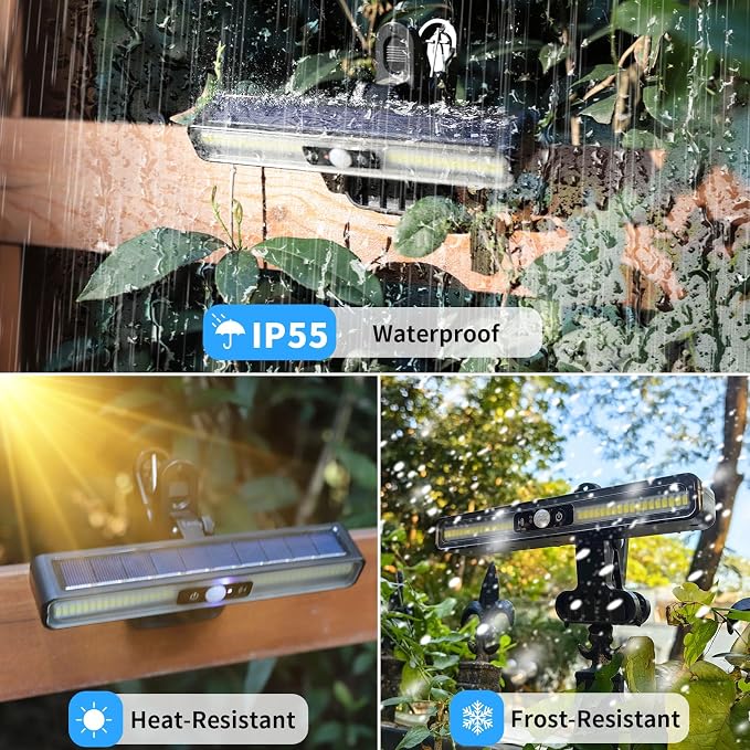 Clip On Solar Motion Lights Outdoor Waterproof, 6 Pack Motion Sensor Outdoor Lights with 36 LEDs, 6000K, Portable Solar Powered Security Light for Fence Garage Camping(Black)