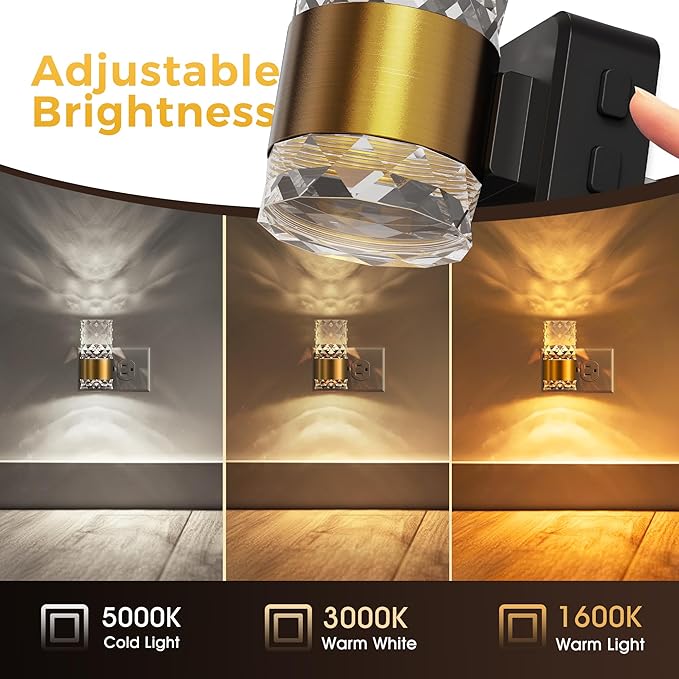 L LOHAS LED Night Light,Modern Night Lights Plug into Wall,2 Pack Amber-3000K-5000K Adjustable Color Temperature Night-Light,Dimmable Nightlights with Dusk to Dawn Sensor for Rooms Bathroom Hallway
