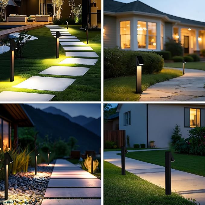 SOTTLOT Solar Pathway Lights, 3000K Metal Solar Landscape Lights Outdoor | 4 Working Modes, 500LM Solar Path Lights, IP65 Waterproof Solar Walkway Light for Outside Garden Yard Patio Lawn Decor, 2pcs