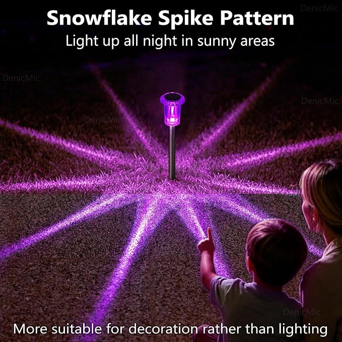 DenicMic Halloween Solar Lights Outdoor 15 Pack Waterproof Purple LED Stainless Steel Stake Outside Lights for Yard Pathway Garden Driveway Walkway Landscape Path Halloween Decorations Outdoor