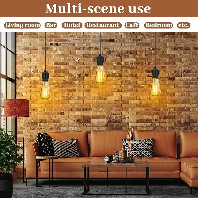 Retisee 12 Pack Industrial Mini Pendant Light Kit Bulk Mini Ceiling Hanging Light Fixtures E26 Lamp Socket Vintage Black Cord Pendant Light Fixtures Adjustable DIY Hanging Lamp Kit for Kitchen Bedroom