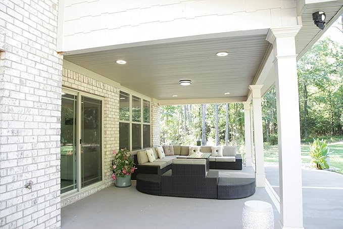 Lithonia Lighting Outdoor Flush Mount LED Ceiling Light, Exterior Ceiling Lighting Fixture, 4000K Cool White Light, Dark Bronze (OLCFM 15 DDB M4)