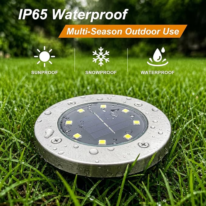 OULONGER 4.6inch Solar Lights Outdoor Waterproof,10Pack Solar Lights for Outside,Solar Garden Lights Landscape Lighting for Patio Pathway Lawn Yard Deck Driveway Walkway(White Light)