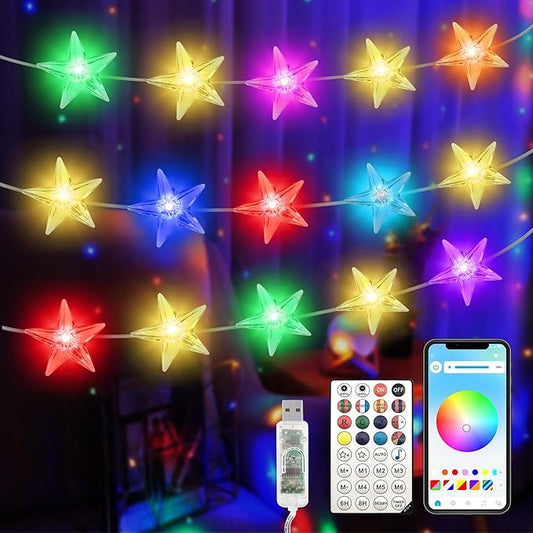 Smart Star Lights for Bedroom Indoor, 33 FT 80 LED USB Star Ttring Lights, App & Remote Control, Timer Music Sync