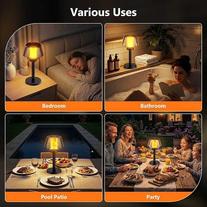 Viewsun 2 Pack Solar Table Lamps，2 Lighting Modes Solar Pathway Lights Outdoor with Waterproof Cordless for Lawn Patio Walkway Driveway Decor Landscape Indoor Bathroom Lighting