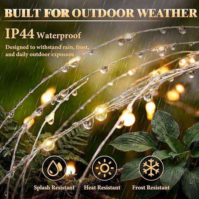 Solar Firework Lights, 10 Pack 120 LEDs 8 Lighting Modes Twinkle Solar Garden Lights Outdoor Waterproof for Yard Patio Walkway Pathway Party Wedding Balcony Decorative- Warm White