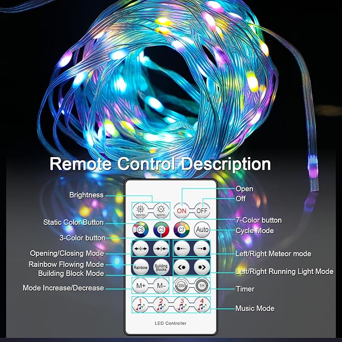 VIPMOON Fairy Lights Color Changing 2Pack, 33 ft 100 LED Twinkle String Lights with Remote & APP Control, USB Powered & IP65 Waterproof, Christmas Tree Lights Decoration for Bedroom Holiday Party