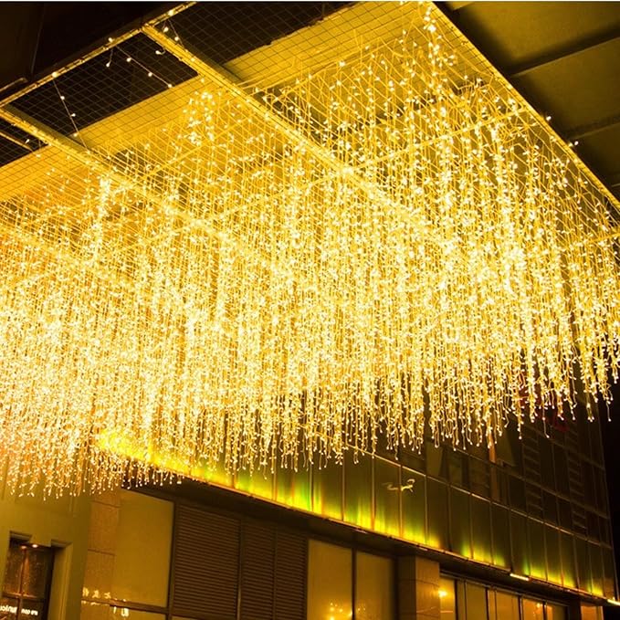 GTSYDING LED Icicle String Lights, Christmas Icicle Lights 16.4FT 216 LEDs Window Curtain Starry Fairy Lights Plug in 8 Modes for Wedding Party Bedroom Garden Patio Outdoor Indoor (Warm White, 5)
