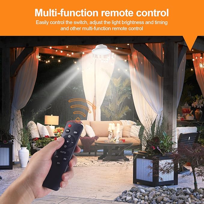ABZXT Solar Pendant Light Shed Light Lighting Day and Night Auto Dusk to Dawn Solar Light Indoor and Outdoor with Remote Controlfor for Barn, Patio, Garden, Yard, Gazebo,Chicken Coop, Tent (1 Light)