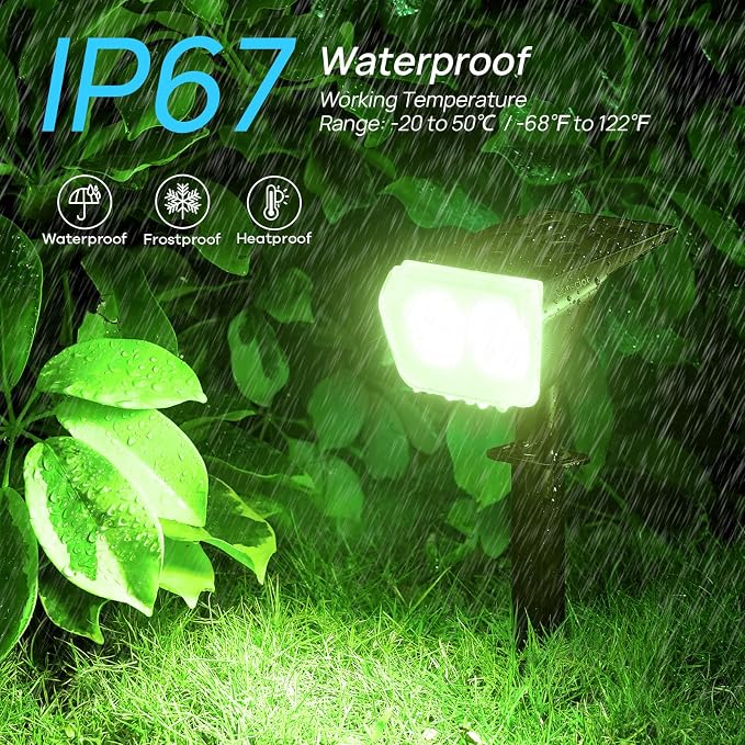 Solar Lights Outdoor Waterproof IP67, 30 LEDs Color Changing Garden Lights, 10 Colors, 2 in 1 Adjustable Wall Lights, 2 Working Mode, Dusk to Dawn, for Landscape Pathway Yard Walkway, 6 Pack